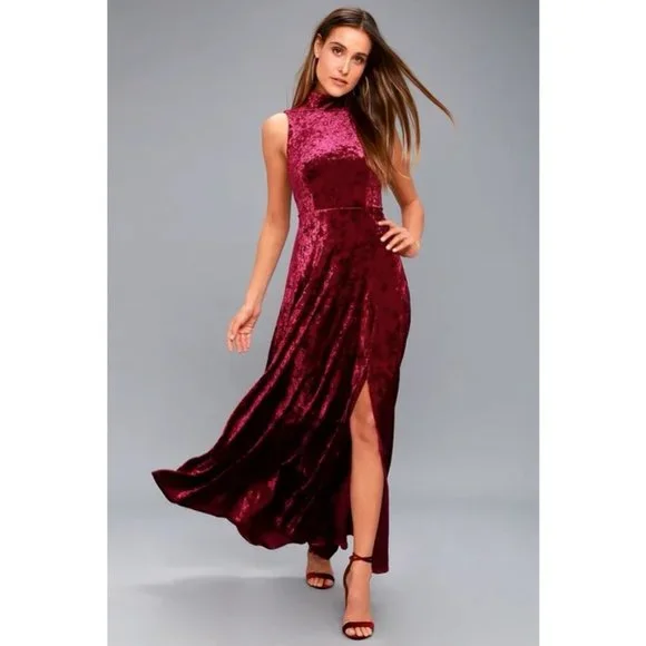 chinese dress ladies Lulus Coraline Velvet Tie Shoulder Maxi Dress – CHROME main image 0